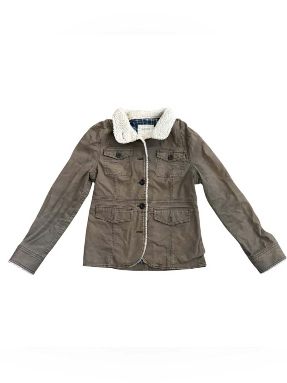Carve Designs Sherpa Collar Utility Jacket in Olive Taupe size S
